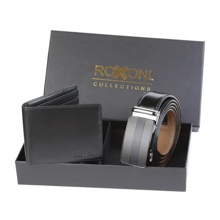 Men's Roxoni Ultra Soft Genuine Leather Rachet Belt & Wallet