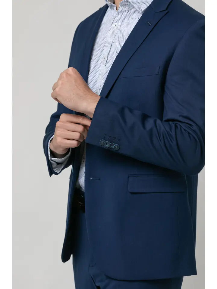 Astra Model Slim Fit Faux Plain Suit with Peak Lapel