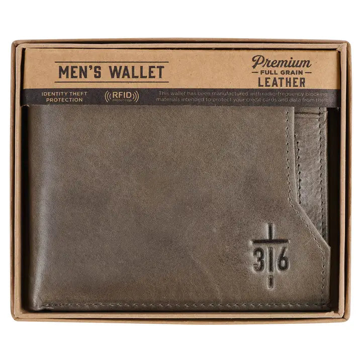 Wallet Leather Taupe John 3:16