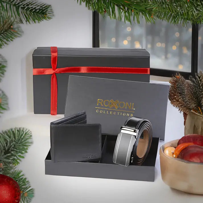 Men's Roxoni Ultra Soft Genuine Leather Rachet Belt & Wallet