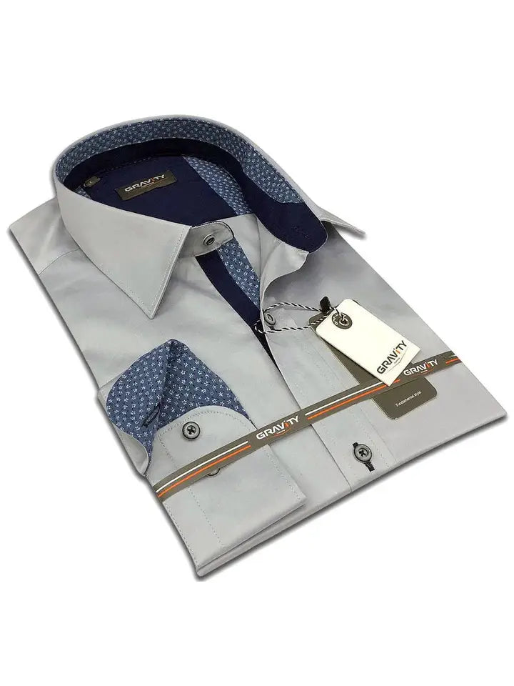 Men's Casual Long Sleeve Gray Shirt Travis 111