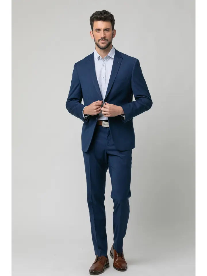 Astra Model Slim Fit Faux Plain Suit with Peak Lapel