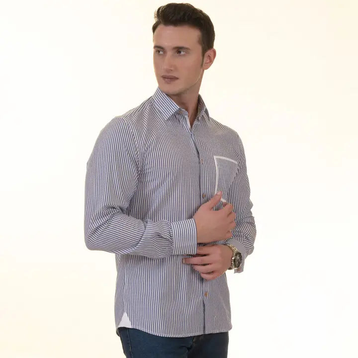 Men's Long Sleeve Button Down / Marne Stripe R8