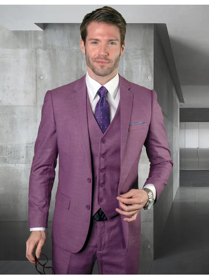 Lazaro 3 Pc Slim Fit Men's Suit, Solid Color