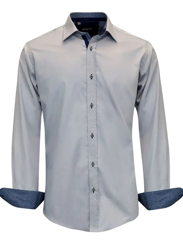 Men's Casual Long Sleeve Gray Shirt Travis 111