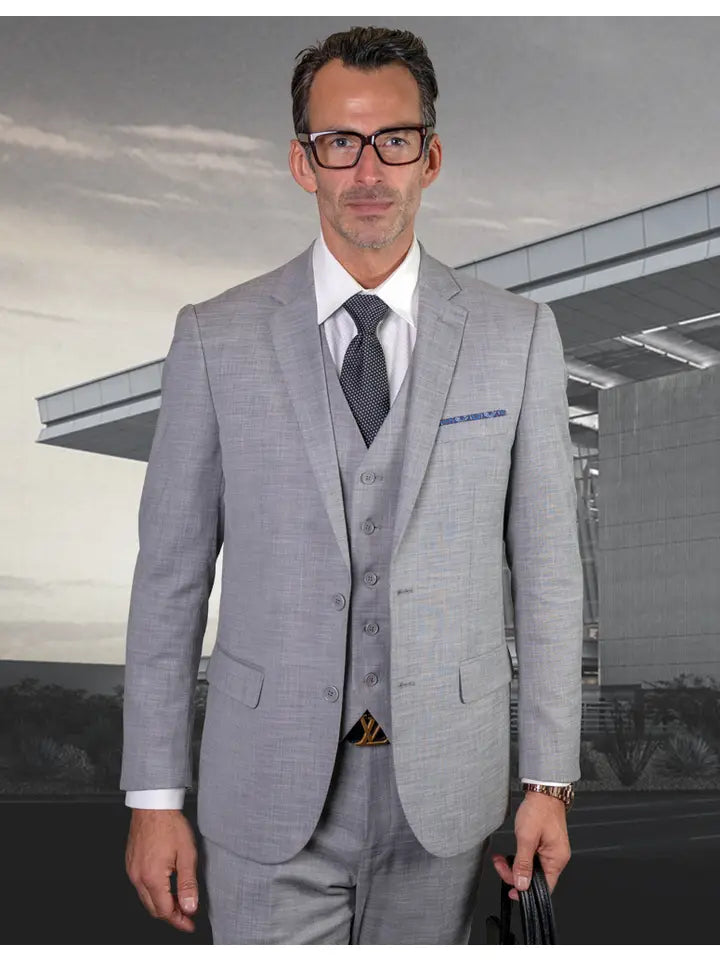 Lazaro 3 Pc Slim Fit Men's Suit, Solid Color