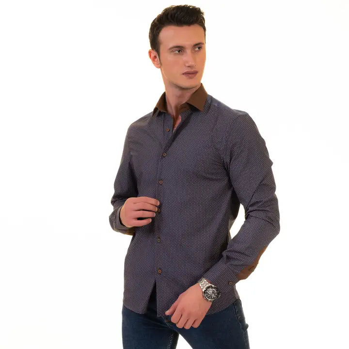 Men's Long Sleeve Button Down / Geneva Brown S2