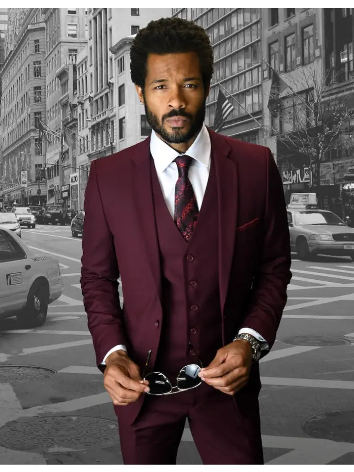 Lorenzo 3 Pc Solid Color Slim Fit Men's Suit Set