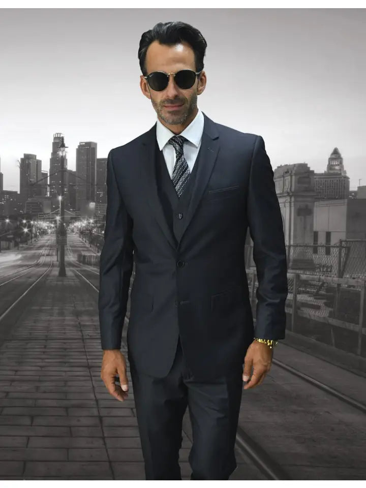Lorenzo 3 Pc Solid Color Slim Fit Men's Suit Set